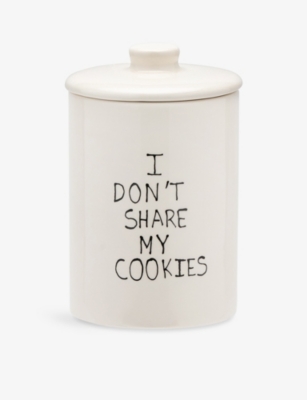 Anna + Nina White I Don't Share Earthenware Cookie Jar In Neutral
