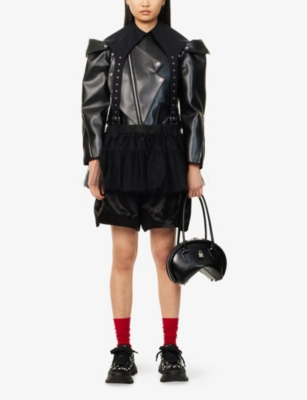 NOIR KEI NINOMIYA: Panelled Long-Sleeve Leather Jacket