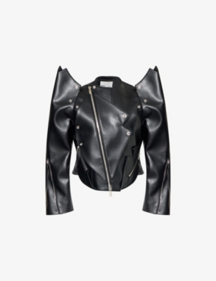 NOIR KEI NINOMIYA: Panelled Long-Sleeve Leather Jacket