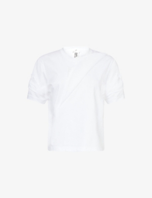 NOIR KEI NINOMIYA WOMENS WHITE KISS SHORT-SLEEVE COTTON-JERSEY T-SHIRT 