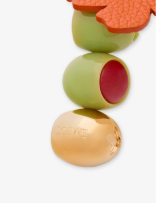 LOEWE: Olive Beaded Leather Key Charm