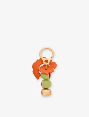 LOEWE: Olive Beaded Leather Key Charm