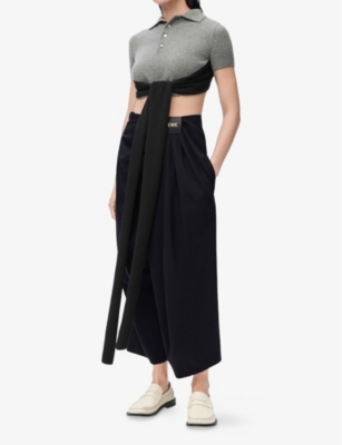 LOEWE: Draped Cropped-Leg Wool Trousers