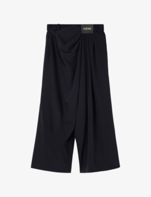 LOEWE: Draped Cropped-Leg Wool Trousers