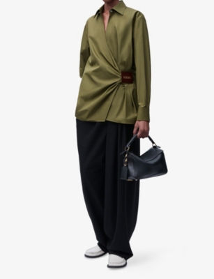 LOEWE: Branded Leather-Patch Cotton Shirt