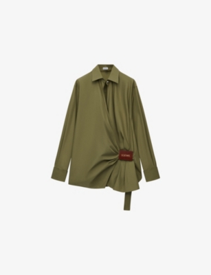 LOEWE: Branded Leather-Patch Cotton Shirt