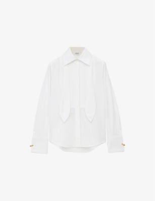 LOEWE: Pleated Neck-Tie Cotton Shirt
