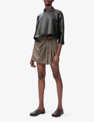 LOEWE: Draped Logo-Patch Cotton And Silk Mini Skirt