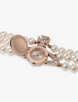 Strand Stainless-Steel, Swarovski Crystal And Faux Pearl Watch