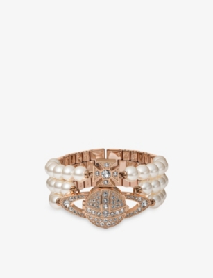 Strand Stainless-Steel, Swarovski Crystal And Faux Pearl Watch