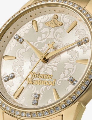 Vivienne Westwood Watches Little Wallace Stainless-steel And Swarovski-crystal Watch In Gold/champagne
