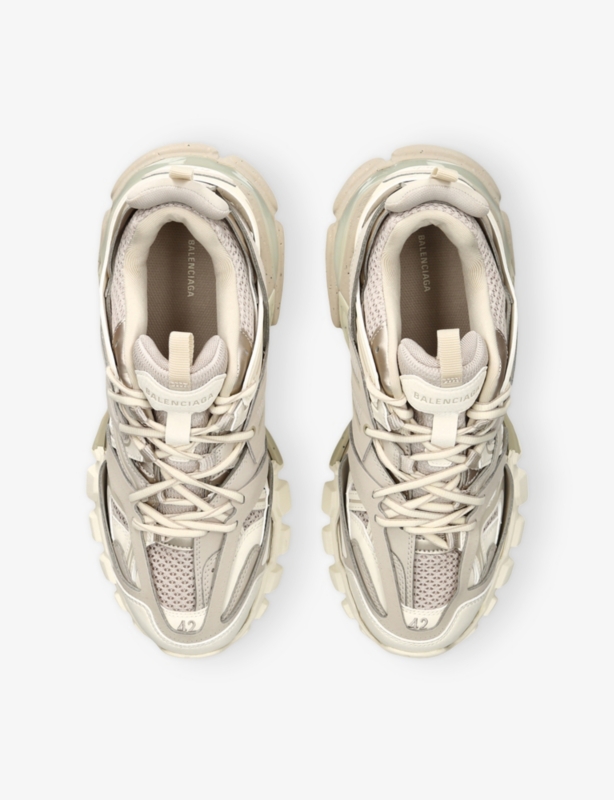Track Panelled Mesh and Faux-Leather Low-Top Trainers