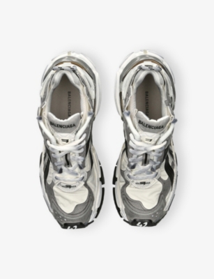 BALENCIAGA: Runner Branded Mesh and Faux-Leather Low-Top Trainers