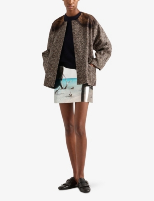 Prada Shiny Leather Miniskirt In Gold/silver