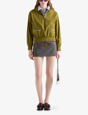 Prada Womens Green Logo-embellished Pull-on Cotton Jacket In Green