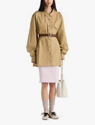 PRADA: Triangle-Logo Oversized Cotton Shirt