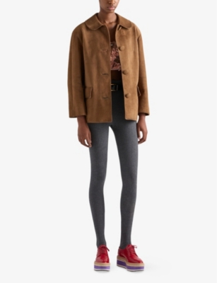 Prada Suede Jacket In Brown