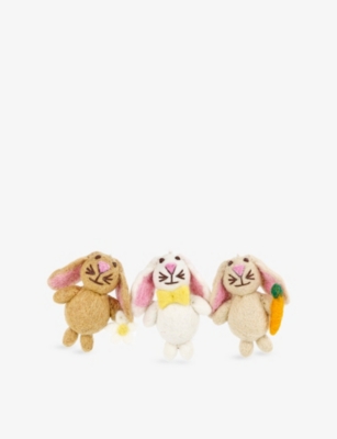 SELFRIDGES EDIT: Mini Easter Bunnies Wool Decorations Set Of Three