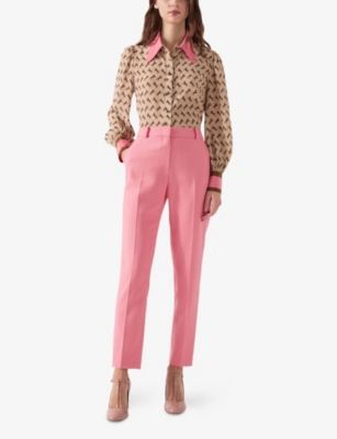 LK BENNETT: Aimee Tapered-Leg Slim-Fit Woven Trousers