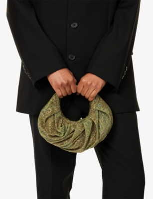 BENEDETTA BRUZZICHES: Yennefer Draped Rhinestone-Mesh Clutch Bag