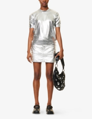 JUNYA WATANABE: Junya Watanabe x Comme des Garçons Metallic-Panel Short-Sleeve Silk Jumper