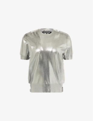 JUNYA WATANABE: Junya Watanabe x Comme des Garçons Metallic-Panel Short-Sleeve Silk Jumper
