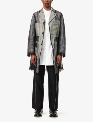 COMME DES GARCONS HOMME PLUS: Notched-Collar Semi-Sheer Woven Coat