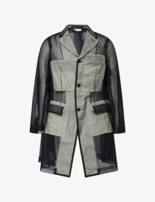 COMME DES GARCONS HOMME PLUS: Notched-Collar Semi-Sheer Woven Coat