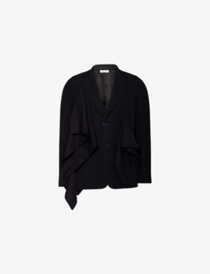 COMME DES GARCONS HOMME PLUS: Draped-Trim Single-Breasted Wool Blazer