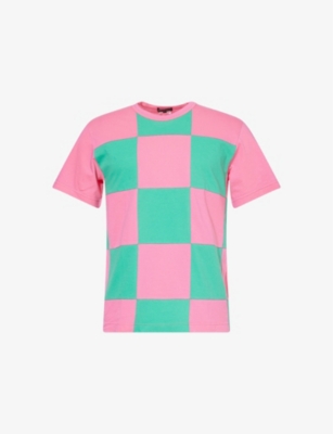 COMME DES GARCONS HOMME PLUS: Check-Panel Short-Sleeve Cotton T-Shirt