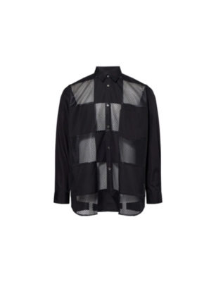 COMME DES GARCONS HOMME PLUS: Check Mesh-Panelled Long-Sleeve Cotton Shirt