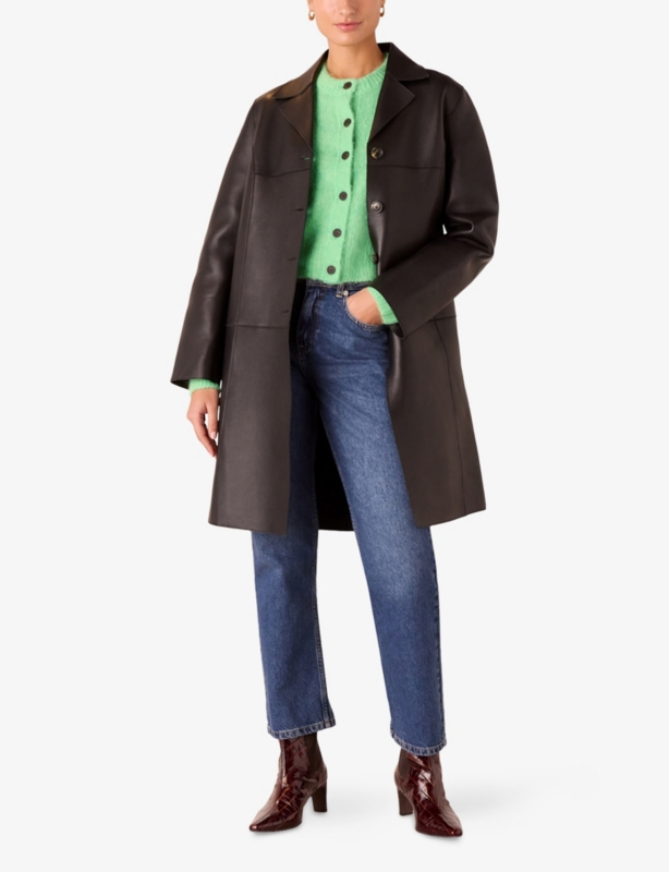 Crew-Neck Long-Sleeve Alpaca-Blend Cardigan