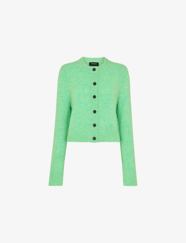Crew-Neck Long-Sleeve Alpaca-Blend Cardigan