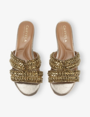 CARVELA: Pageant Embellished Mule Woven Sandals