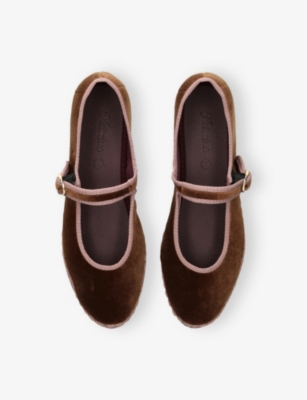 Flabelus Womens Brown/oth Balthasar Cotton-velvet Ballet Flats Eur 40 / 7 Uk In Brown