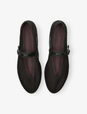 Flabelus Isabella Mesh Ballet Flats In Black