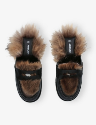 UGG: Ambush Faux-Fur And Leather Backless Loafers
