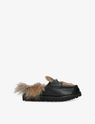 UGG: Ambush Faux-Fur And Leather Backless Loafers