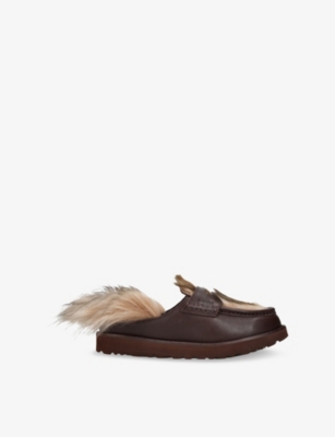 UGG: Ambush Faux-Fur And Leather Backless Loafers