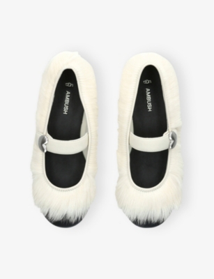 UGG: Ambush Faux-Fur And Leather Mary-Jane Shoes