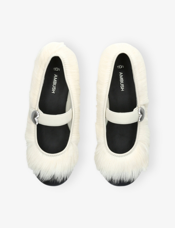 Ambush Faux-Fur And Leather Mary-Jane Shoes