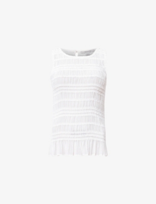 Allsaints Womens Oyster White Marion Slim-fit Shirred Sleeveless Woven Top In White