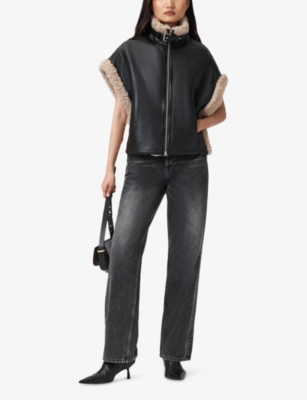 Allsaints Marlin Reversible Shearling Gilet In Multi