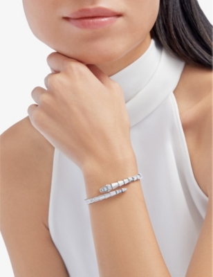 Bvlgari Womens  Serpenti Viper 18ct White-gold And 0.47ct Diamond Bracelet In White Gold
