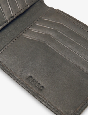 Reiss Mens Chocolate Cabot Branded Leather Wallet In Brown