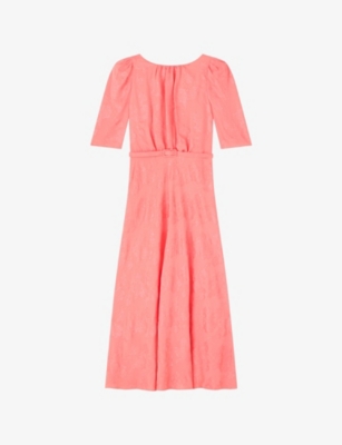 Lk Bennett Womens  Pearl Puff-sleeve Jacquard Woven Midi Dress