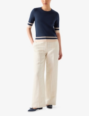 Micha Short-Sleeve Stripe-Print Jersey Top