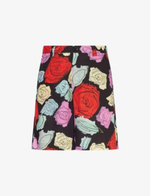 MARNI: Floral-Print Regular-Fit Cotton Shorts