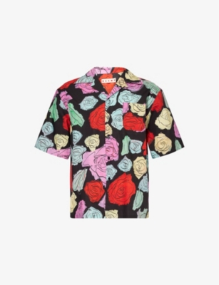 MARNI: Floral-Print Short-Sleeve Cotton Shirt