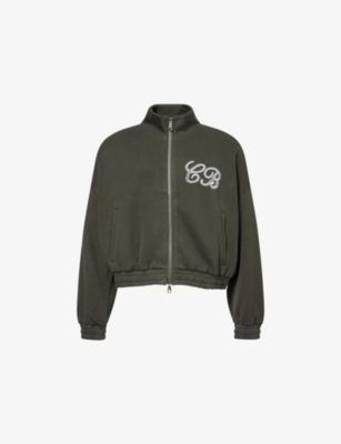 COLE BUXTON: Funnel-Neck Embroidered-Logo Cotton-Knit Track Jacket